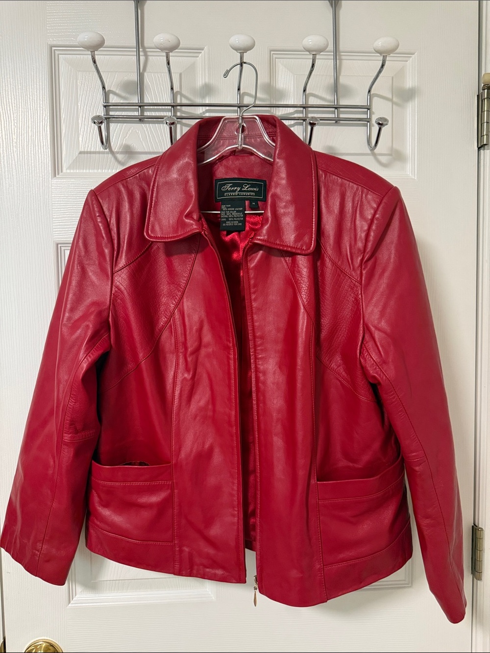 Vintage Jerry Lewis Red Leather Jacket for Women